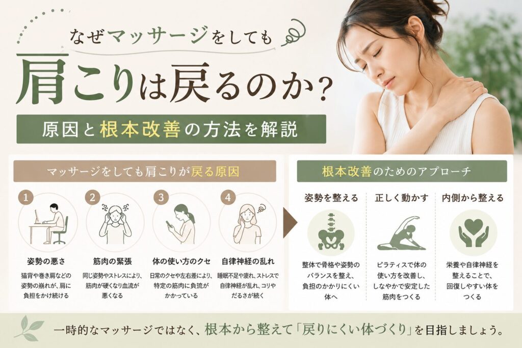 なぜマッサージをしても肩こりはすぐ戻るのか？